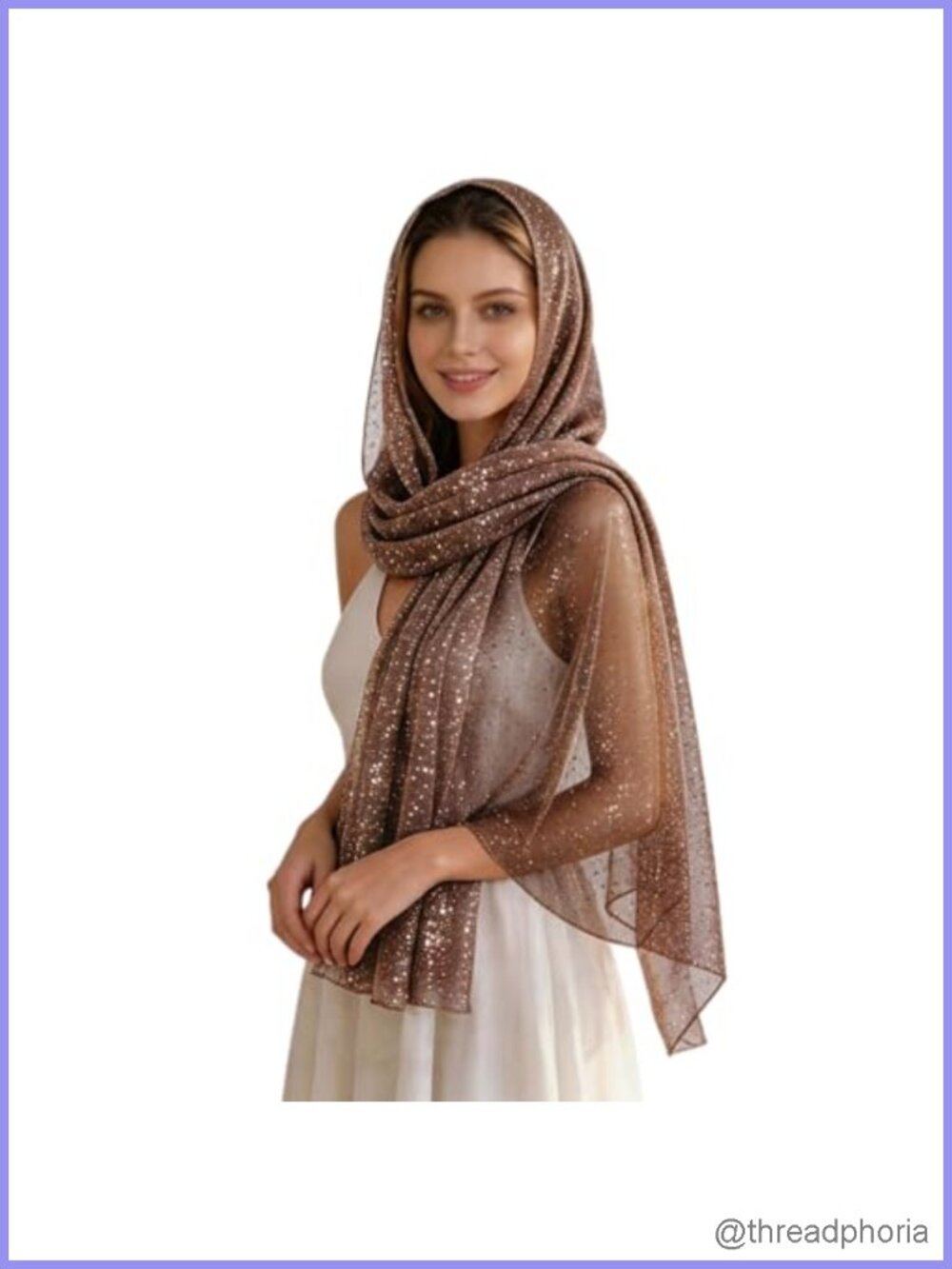 Sequin Sheer Mesh Fashion Scarf Shawl Wrap for Women